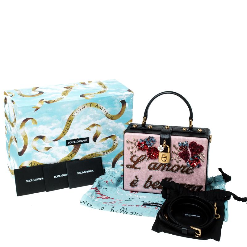 Dolce and Gabbana Multicolor Flower L Amore Embellished Leather Top Handle Bag 5