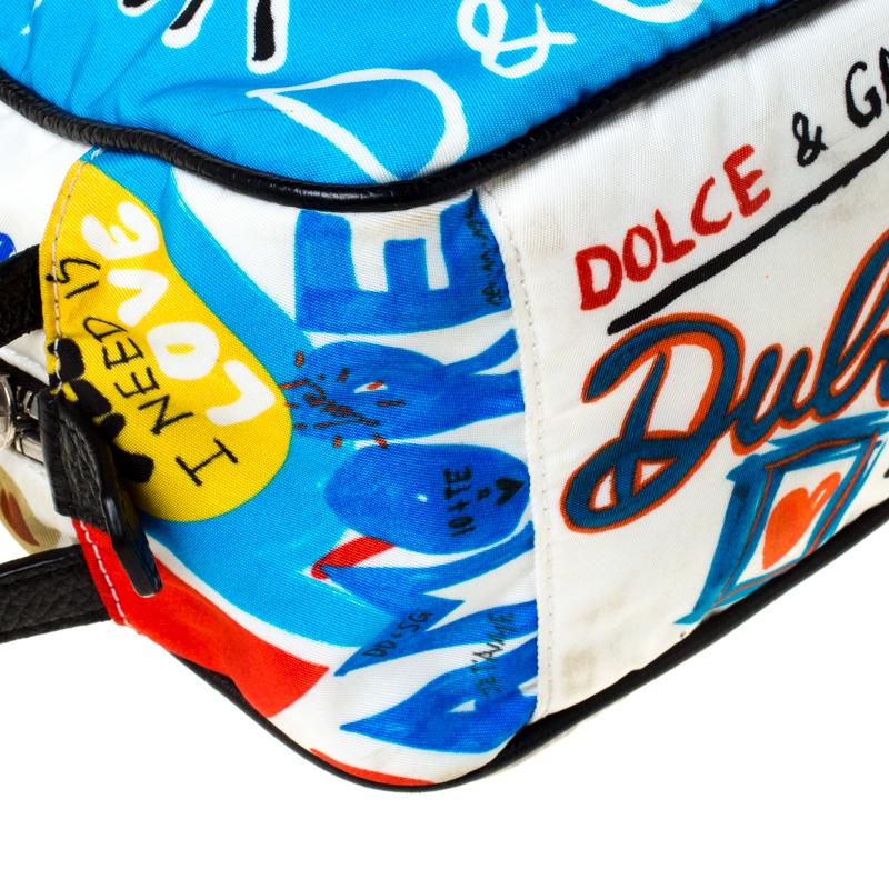 Dolce and Gabbana Multicolor Graffiti Printed Nylon Wash Bag 2