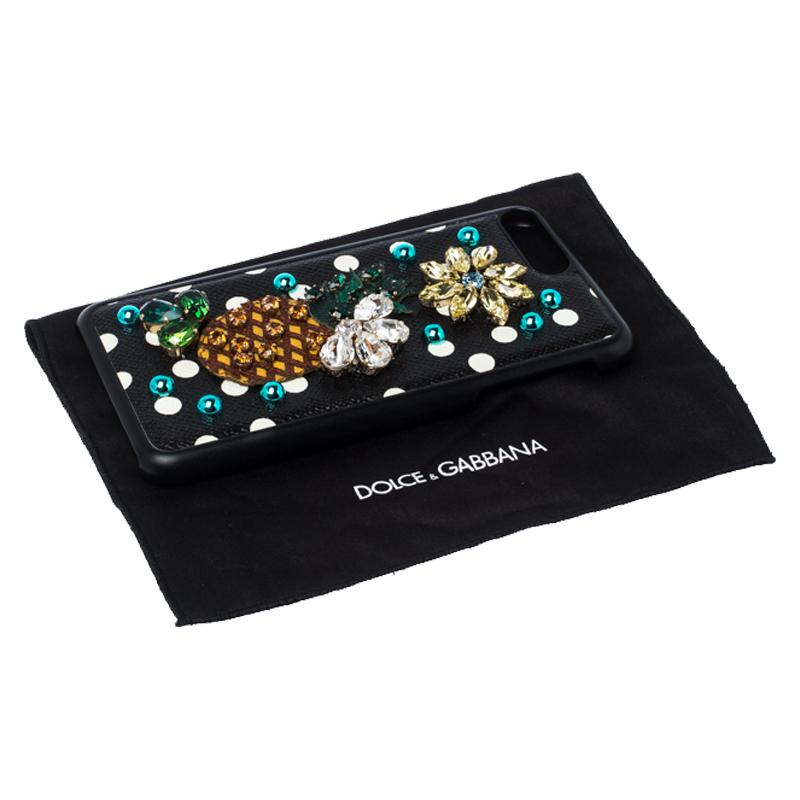 Women's Dolce and Gabbana Multicolor Jewel Embellished Leather iPhone Cover