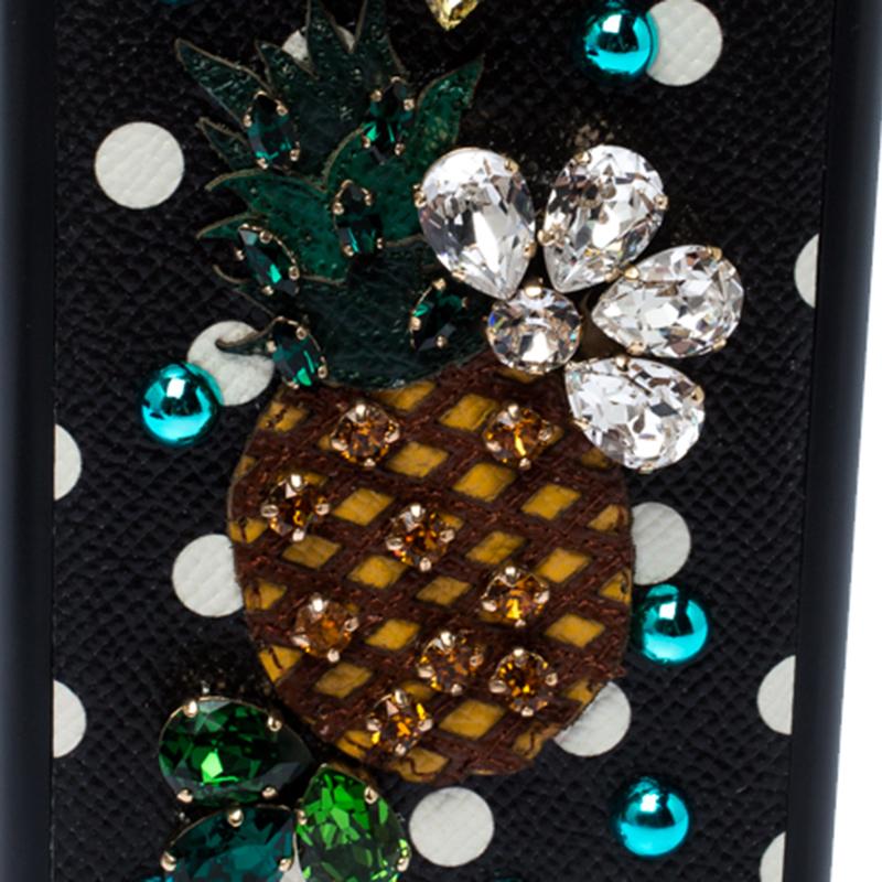 Dolce and Gabbana Multicolor Jewel Embellished Leather iPhone Cover 1