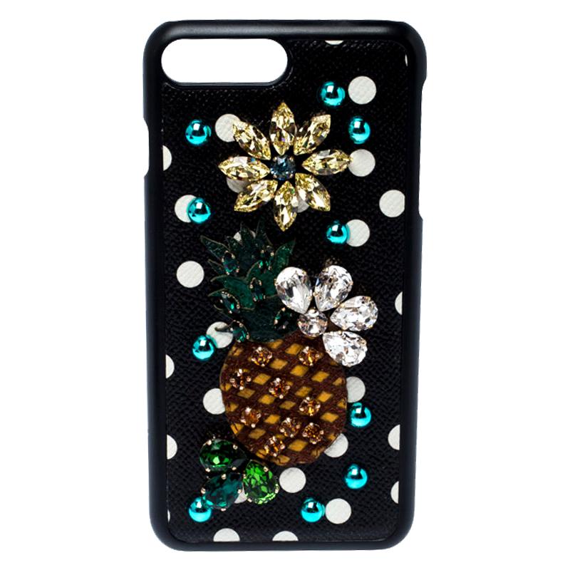 Dolce and Gabbana Multicolor Jewel Embellished Leather iPhone Cover