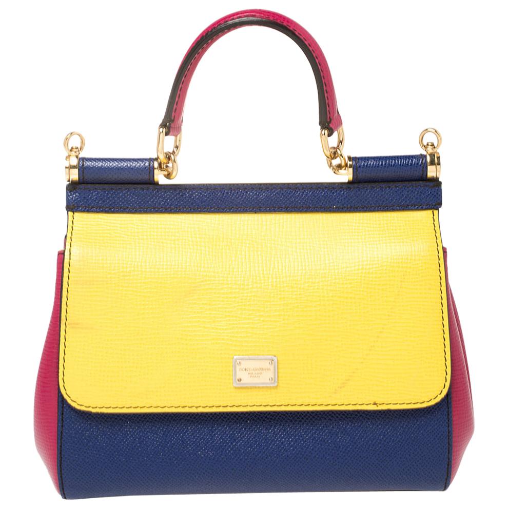 Dolce and Gabbana Multicolor Leather Small Miss Sicily Top Handle Bag