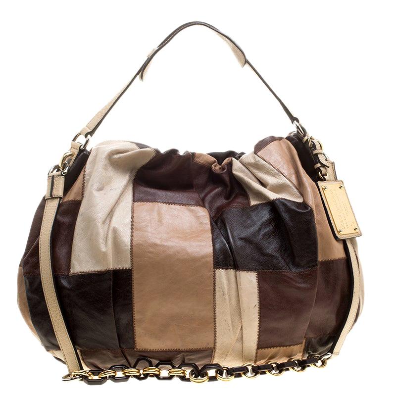 Dolce and Gabbana Multicolor Patchwork Leather Miss Night and Day Hobo