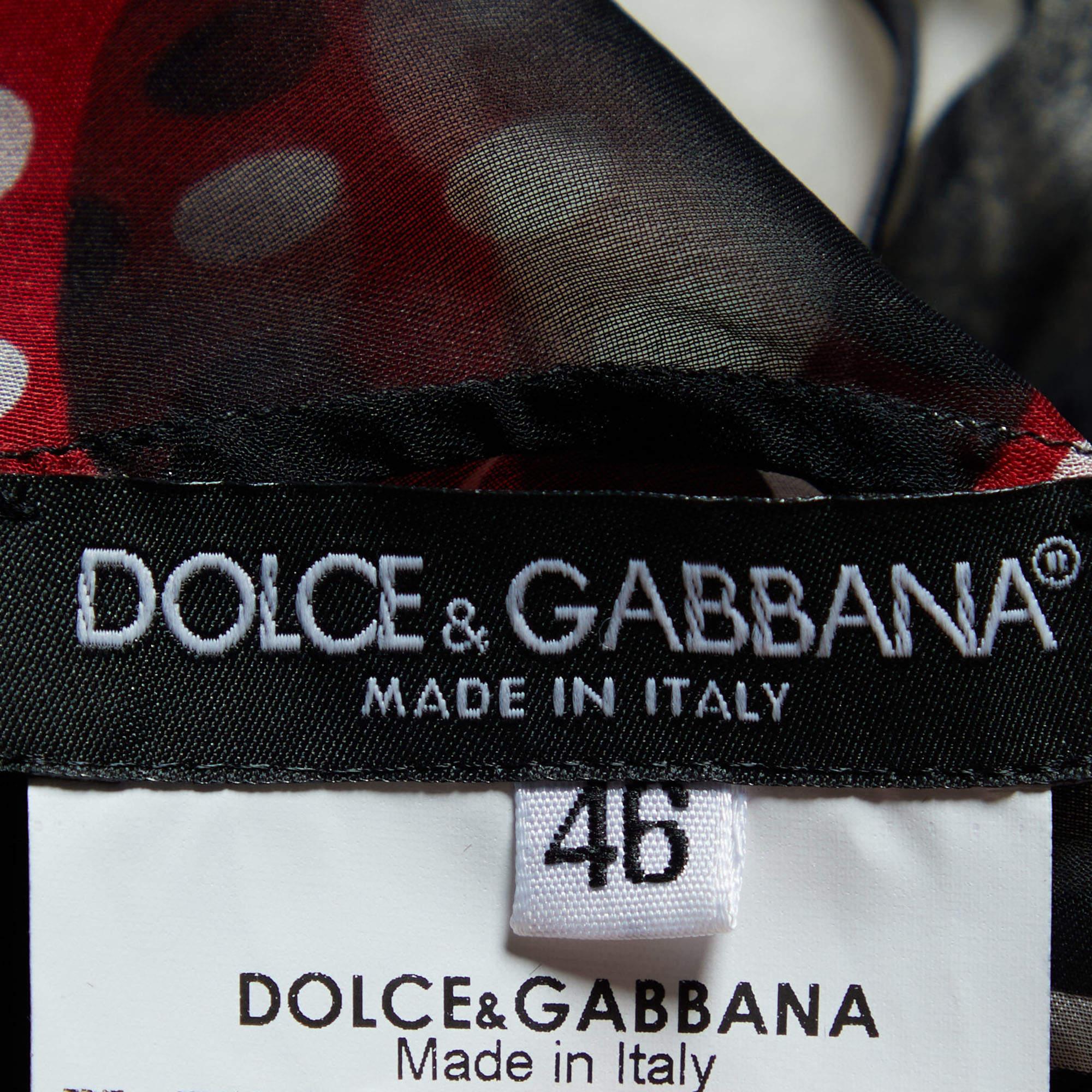 Women's Dolce and Gabbana Multicolor Polka Dot Silk Top L For Sale