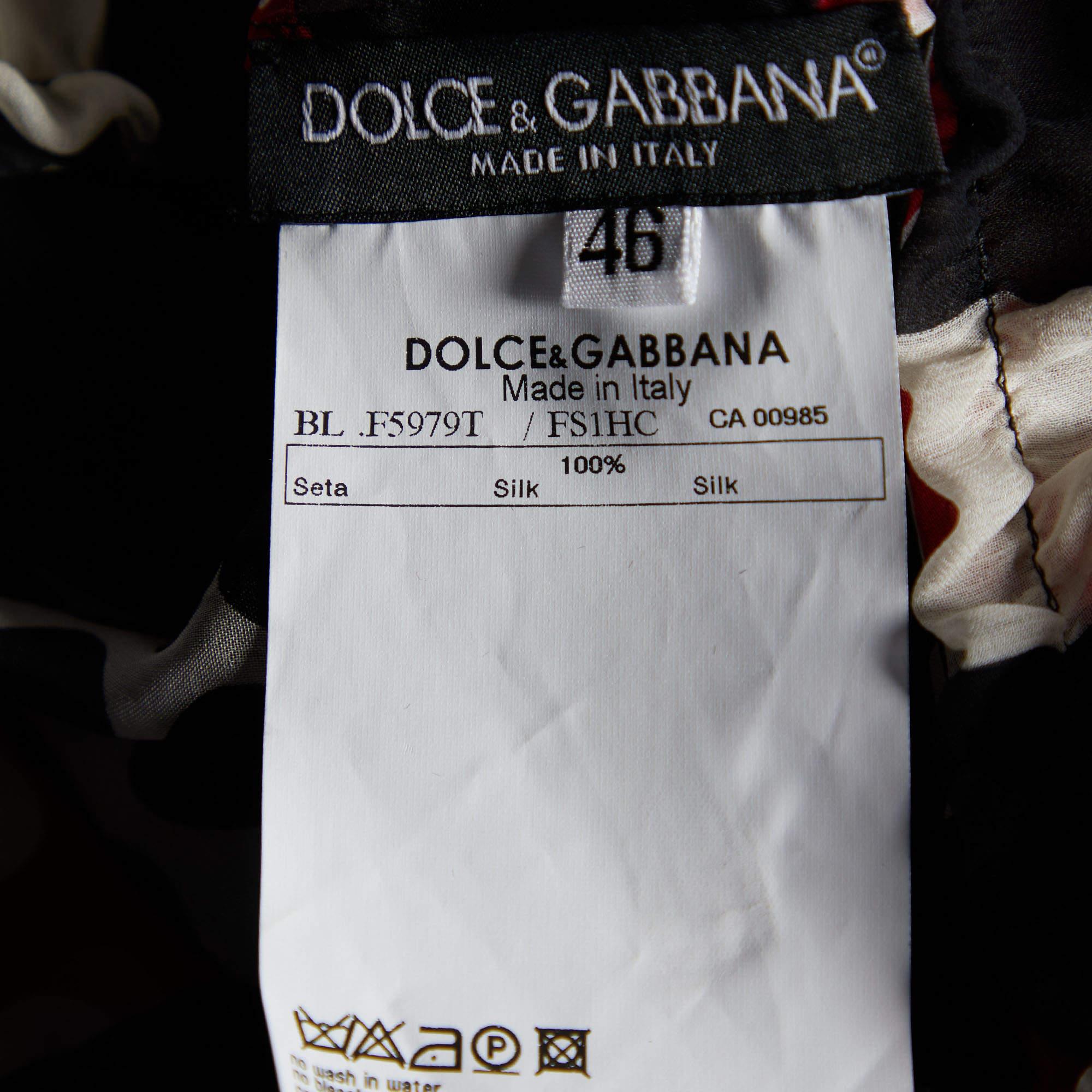 Dolce and Gabbana Multicolor Polka Dot Silk Top L For Sale 2