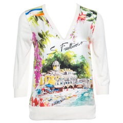 Dolce and Gabbana Multicolor Portofino Printed Silk Sweater S