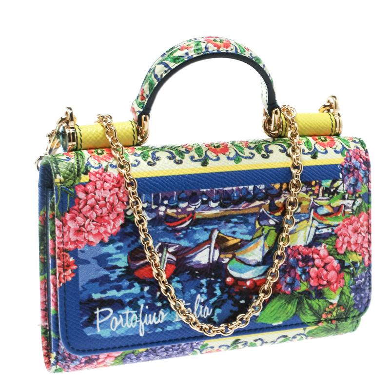 Dolce and Gabbana Multicolor Printed Leather Sicily Von Smartphone Bag 5