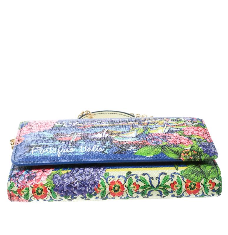 Dolce and Gabbana Multicolor Printed Leather Sicily Von Smartphone Bag 4