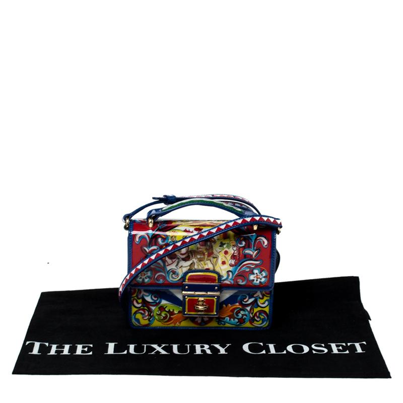 Dolce and Gabbana Multicolor Printed Patent Leather Mini Rosalia Crossbody Bag 6
