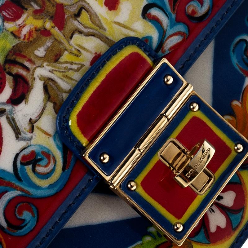 Dolce and Gabbana Multicolor Printed Patent Leather Mini Rosalia Crossbody Bag 1