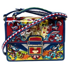 Dolce and Gabbana Multicolor Printed Patent Leather Mini Rosalia Crossbody Bag