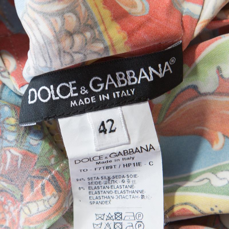 Women's Dolce and Gabbana Multicolor Printed Silk Sleeveless Top M