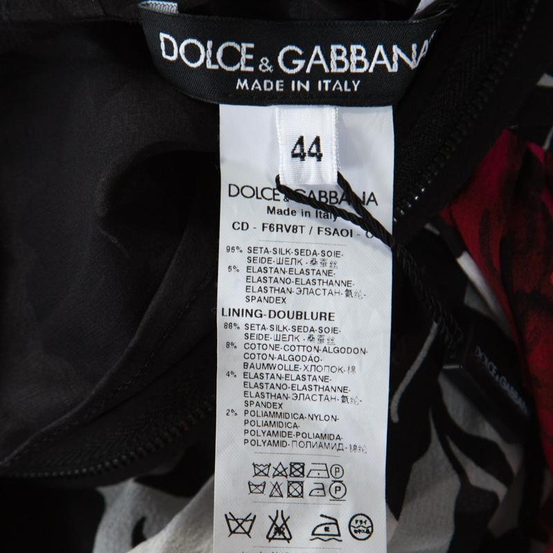 Dolce and Gabbana Multicolor Rose Printed Silk Long Sleeve Dress M In Good Condition In Dubai, Al Qouz 2