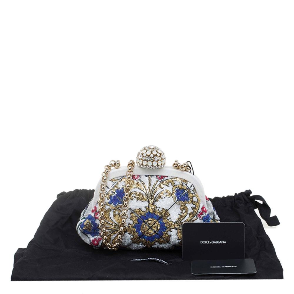Dolce and Gabbana Multicolor Sequins Frame Convertible Clutch 10