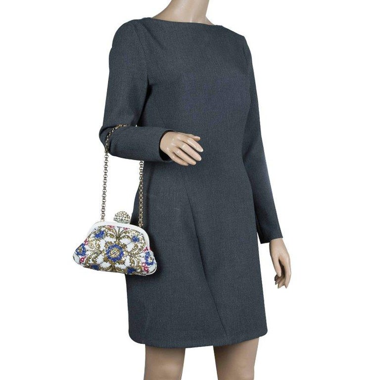 Dolce and Gabbana Multicolor Sequins Frame Convertible Clutch For Sale