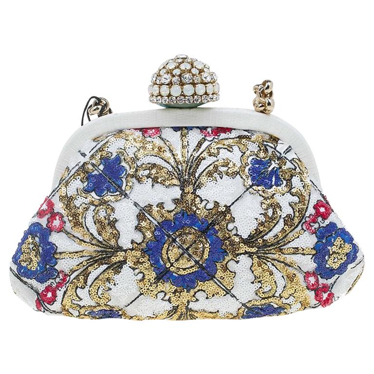 Dolce and Gabbana Multicolor Sequins Frame Convertible Clutch