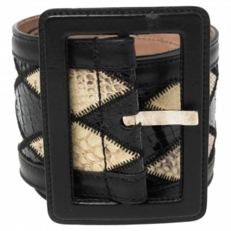 Black Dolce and Gabbana Multicolor Snakeskin Waist Belt 85cm