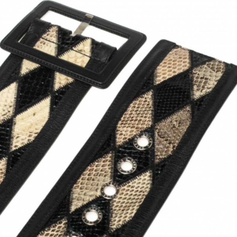 Dolce and Gabbana Multicolor Snakeskin Waist Belt 85cm In Good Condition In Dubai, Al Qouz 2