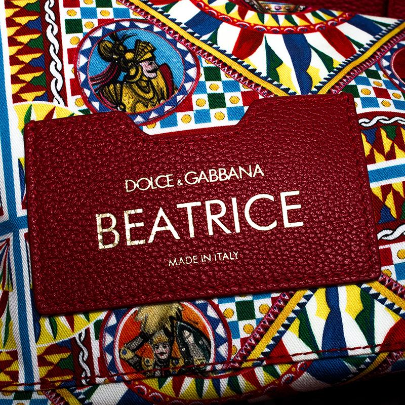 Dolce and Gabbana Multicolore Sicilian Carretto Leather Beatrice Shopper Tote 1