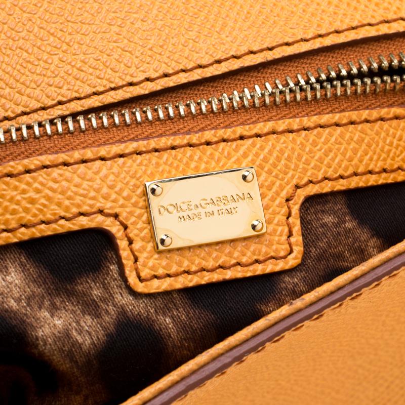 Dolce and Gabbana Mustard Leather Medium Monica Tote 4