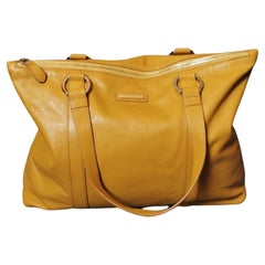 Used Dolce and Gabbana mustard yellow leather shopper bag, Tote handbag 