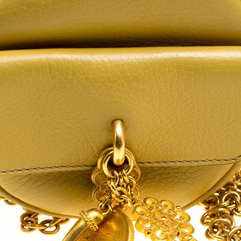 Dolce and Gabbana Mustard Yellow Leather Small Charm Miss Glam Crossbody Bag 5