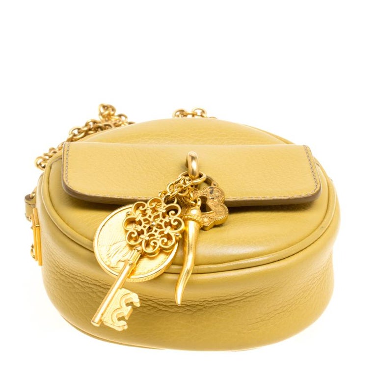 Dolce and Gabbana Mustard Yellow Leather Small Charm Miss Glam ...