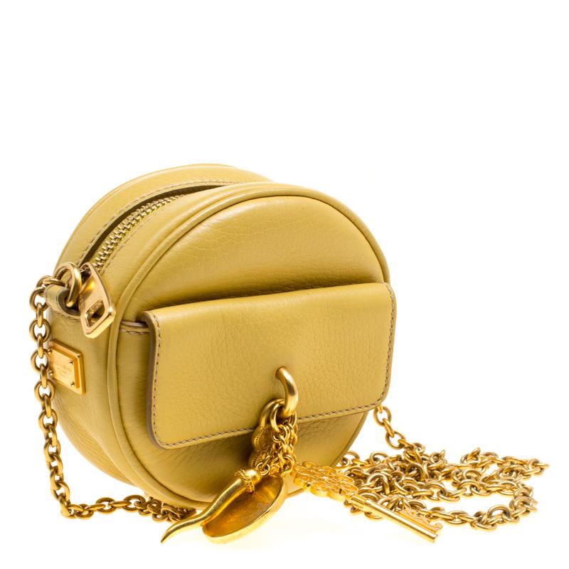 Dolce and Gabbana Mustard Yellow Leather Small Charm Miss Glam Crossbody Bag 3