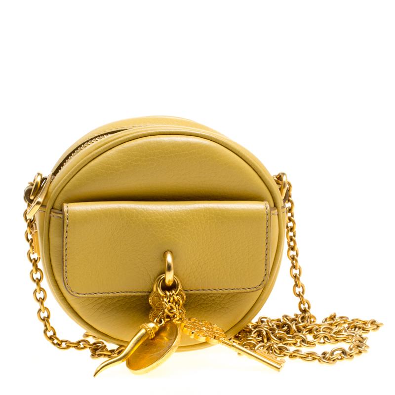 Dolce and Gabbana Mustard Yellow Leather Small Charm Miss Glam Crossbody Bag