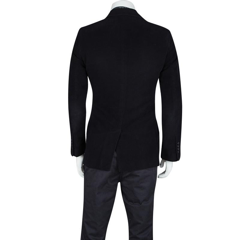 Black Dolce and Gabbana Navy Blue Cotton Tailored Blazer S