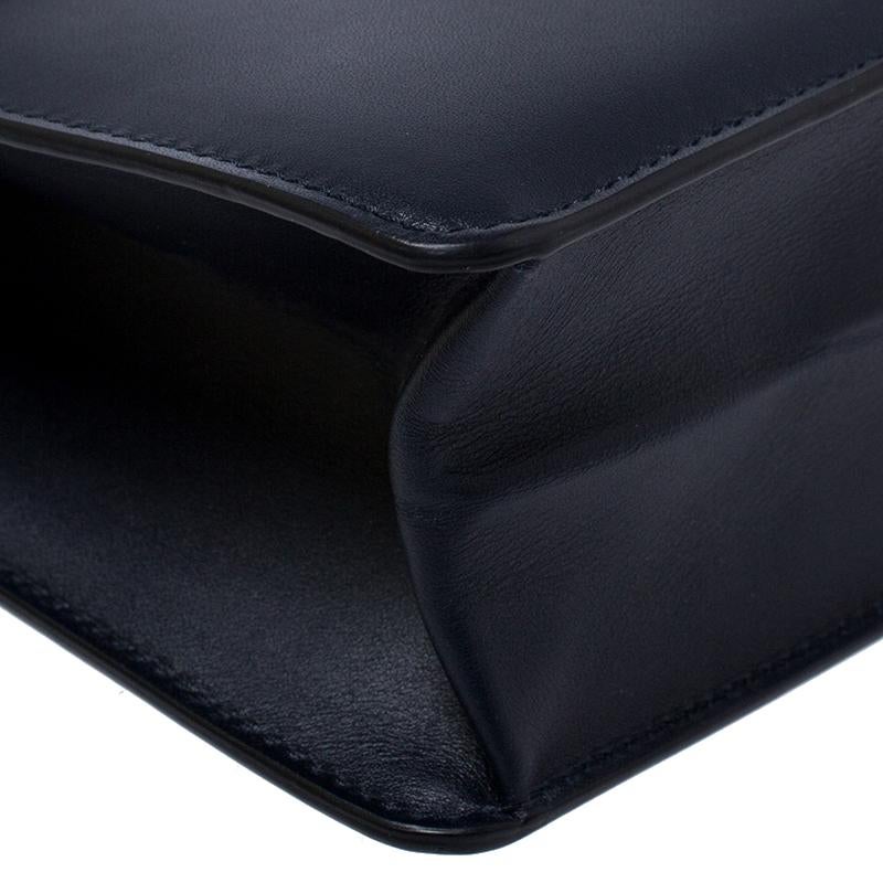 Dolce and Gabbana Navy Blue Leather Lucia Medium Shoulder Bag 4