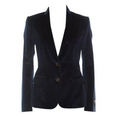 Dolce and Gabbana Navy Blue Velvet Notch Lapel Blazer S