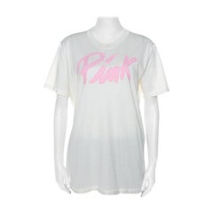 Dolce and Gabbana Off White Cotton Pink Applique Crew Neck T-Shirt XL