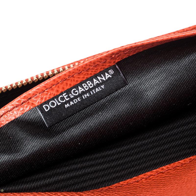 Dolce and Gabbana Orange Leather Dauphine Continental Wallet 5