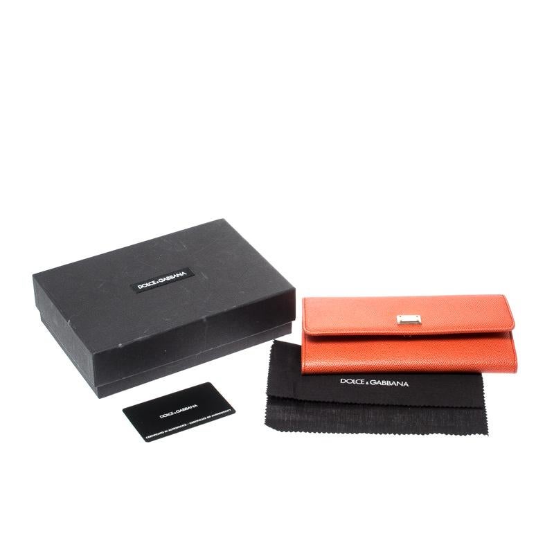 Dolce and Gabbana Orange Leather Dauphine Continental Wallet 6