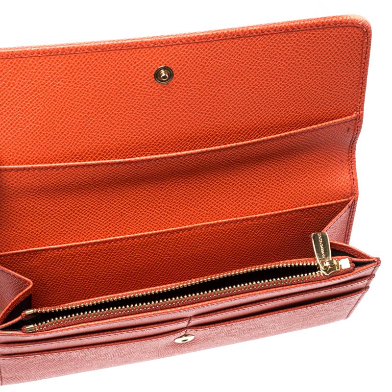 Dolce and Gabbana Orange Leather Dauphine Continental Wallet 3