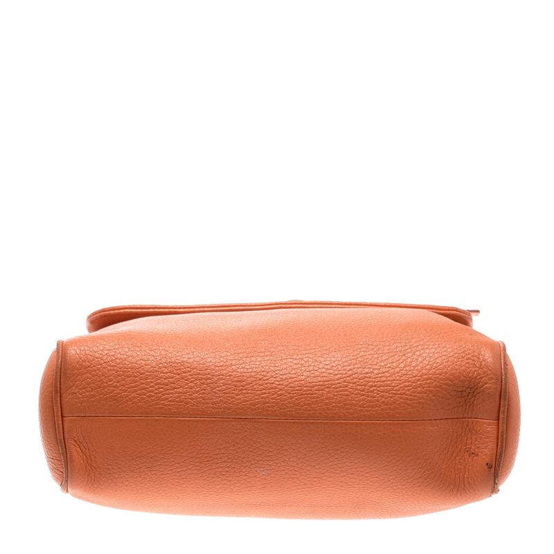 Dolce and Gabbana Orange Leather Medium Miss Sicily Top Handle Bag 2