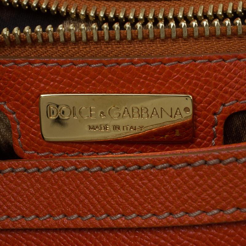 Dolce and Gabbana Orange Leather Medium Miss Sicily Tote 7
