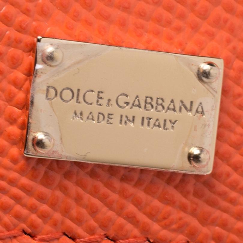 Dolce and Gabbana Orange Leather Medium Miss Sicily Tote 2