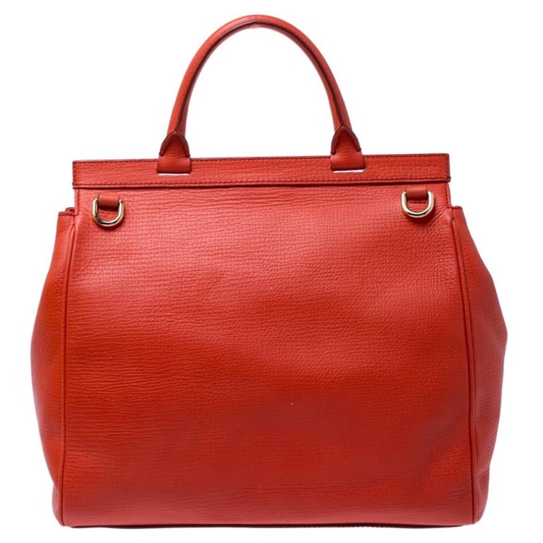 Dolce and Gabbana Orange Leather Miss Monica Top Handle Bag at 1stDibs