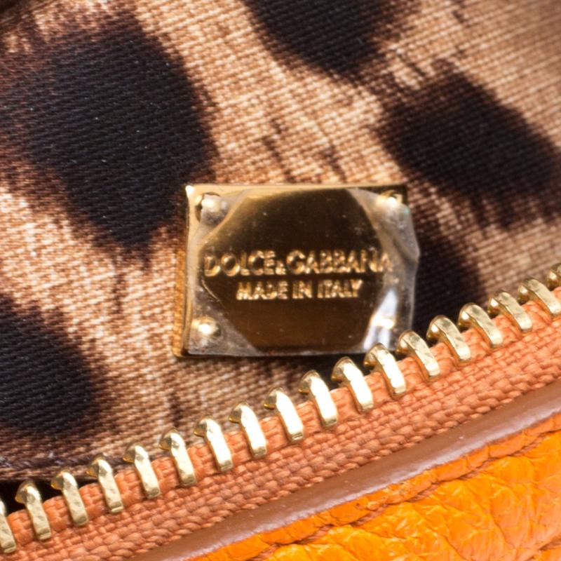 Dolce and Gabbana Orange Leather Square Miss Glam Crossbody Bag 7