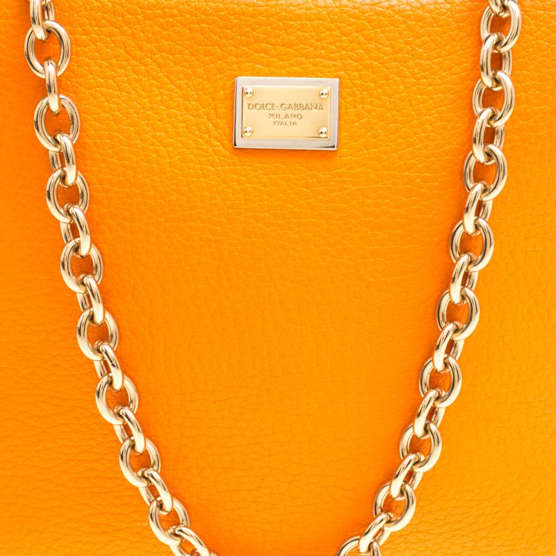 Dolce and Gabbana Orange Leather Square Miss Glam Crossbody Bag 8