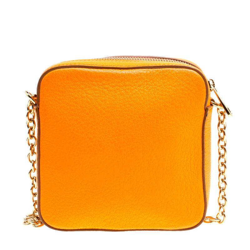 Dolce and Gabbana Orange Leather Square Miss Glam Crossbody Bag 9