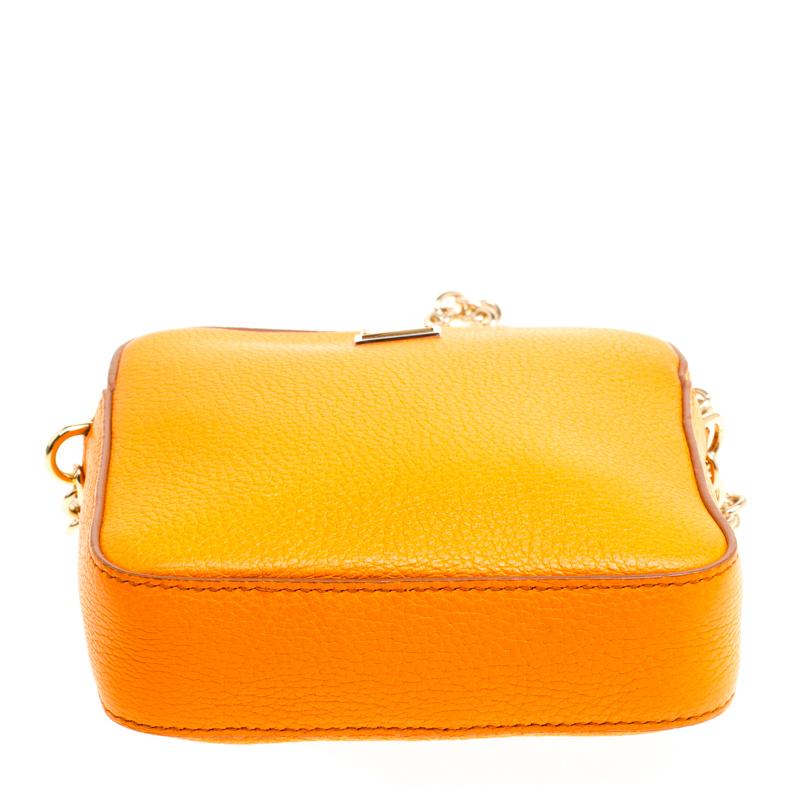 Women's Dolce and Gabbana Orange Leather Square Miss Glam Crossbody Bag
