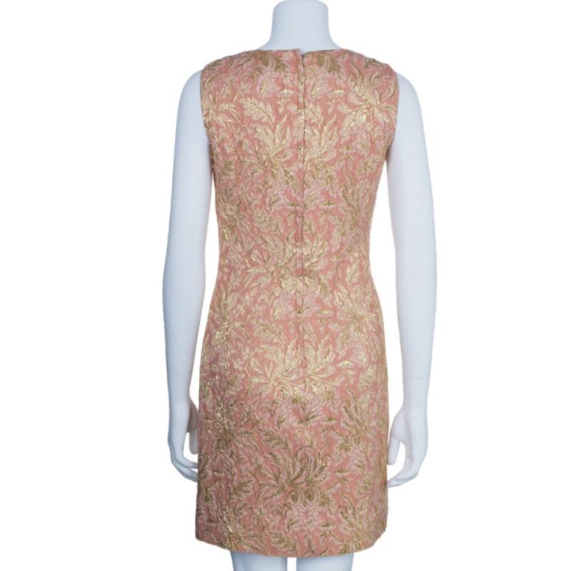 Beige Dolce and Gabbana Peach Brocade Silk Dress S