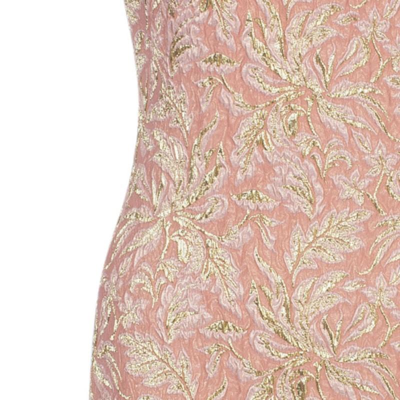Women's Dolce and Gabbana Peach Brocade Silk Dress S