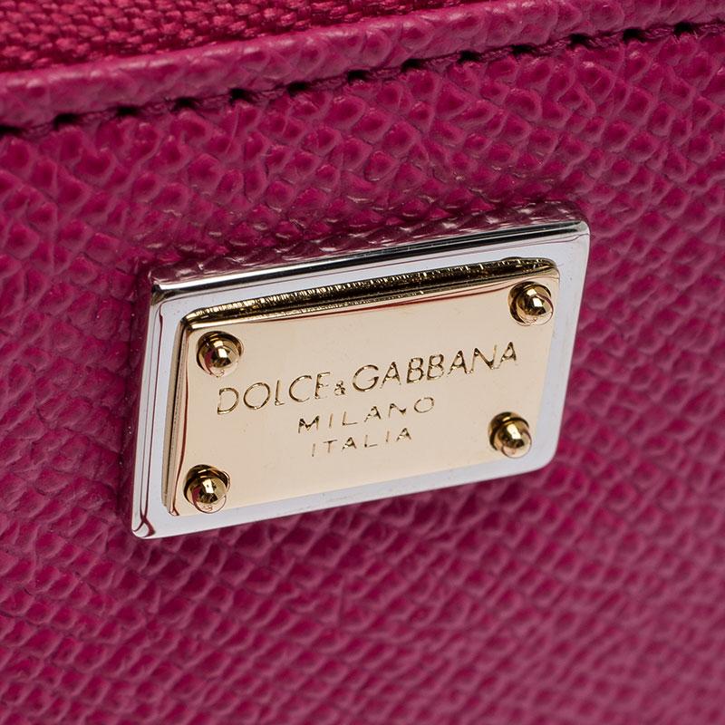 Dolce and Gabbana Pink Leather Forever Love Zip Coin Purse 1