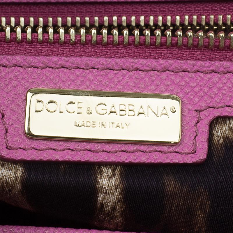 Dolce and Gabbana Pink Leather Large Miss Sicily Tote 7