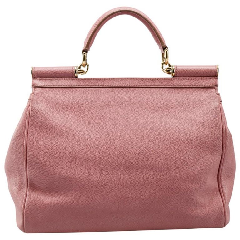 Dolce and Gabbana Pink Leather Large Miss Sicily Tote For Sale at 1stDibs