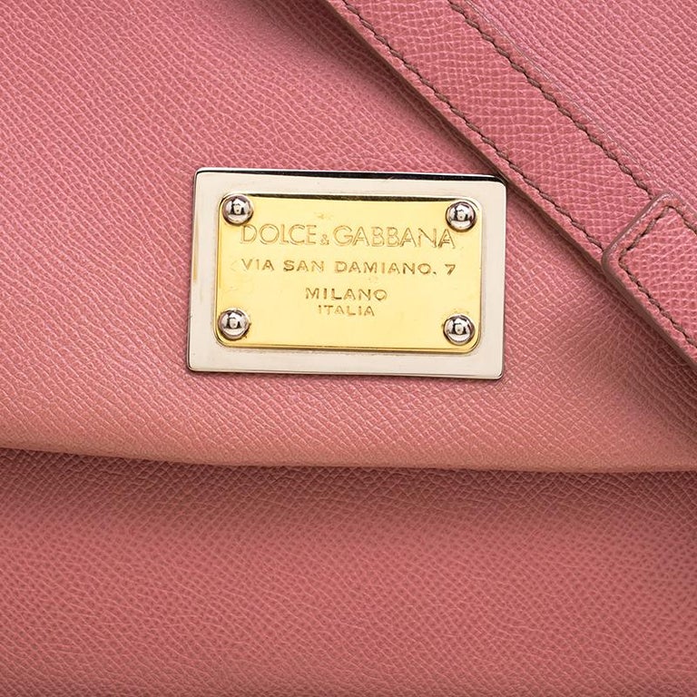 Dolce and Gabbana Pink Leather Large Miss Sicily Tote For Sale at 1stDibs